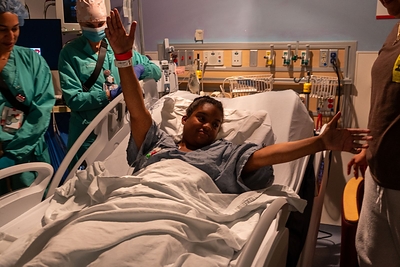 Arianna Crockett after receiving her kidney transplant at Joe DiMaggio Children's Hospital. 