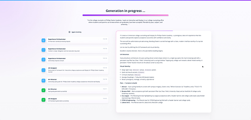 Our AI-based multi-agentic approach to interactive experience creation encodes best practices and optimal design techniques