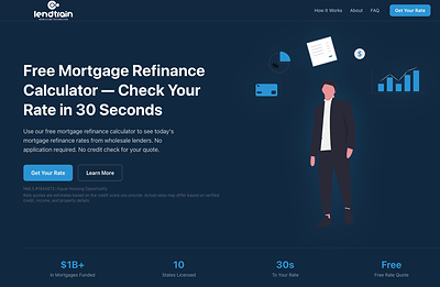 Lendtrain's online refinance platform helps homeowners review estimated refinance options, closing costs, payment scenarios, and break-even timing before deciding whether to apply.