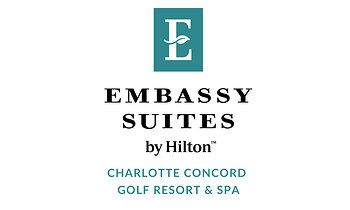 Logo of Embassy Suites by Hilton Charlotte Concord Golf Resort & Spa following the completion of its comprehensive renovation.
