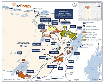 Figure 2 – Location of IsoEnergy claims in the Athabasca Basin added in 2026 through staking and through an option agreement with GEM Oil Inc. Figure 2 – Location of IsoEnergy claims in the Athabasca Basin added in 2026 through staking and through an option agreement with GEM Oil Inc.