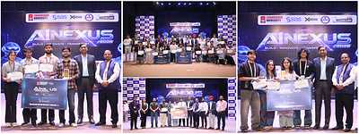 Chandigarh University senior management felicitating the winner teams during the ‘AI Nexus 2026’ at Gharuan campus 