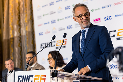 Emmanuel Grégoire, the Mayor of the City of Paris, at the Esports World Cup 2026 Opening Press Conference. 