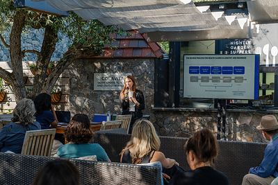 Amanda Blechman, RD, Director of Nutrition and Scientific Affairs at Danone USA, presented science-based nutrition education on yogurt, type 2 diabetes risk reduction, and practical food-based strategies for long-term health.
