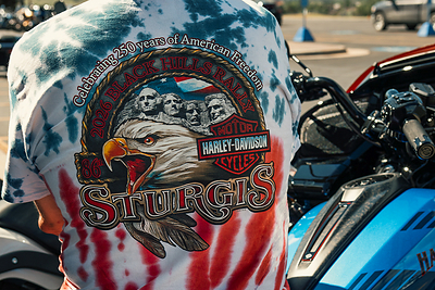 A limited-edition commemorative 86th Annual Sturgis Motorcycle Rally t-shirt from the Sturgis Harley-Davidson online drop.