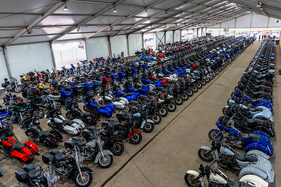 More than 1,200 rally-ready motorcycles assembled for the Sturgis 'Rally Ready' pre-sale program.
