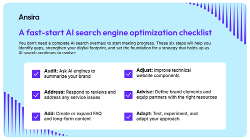 Fast-start AI search engine optimization checklist