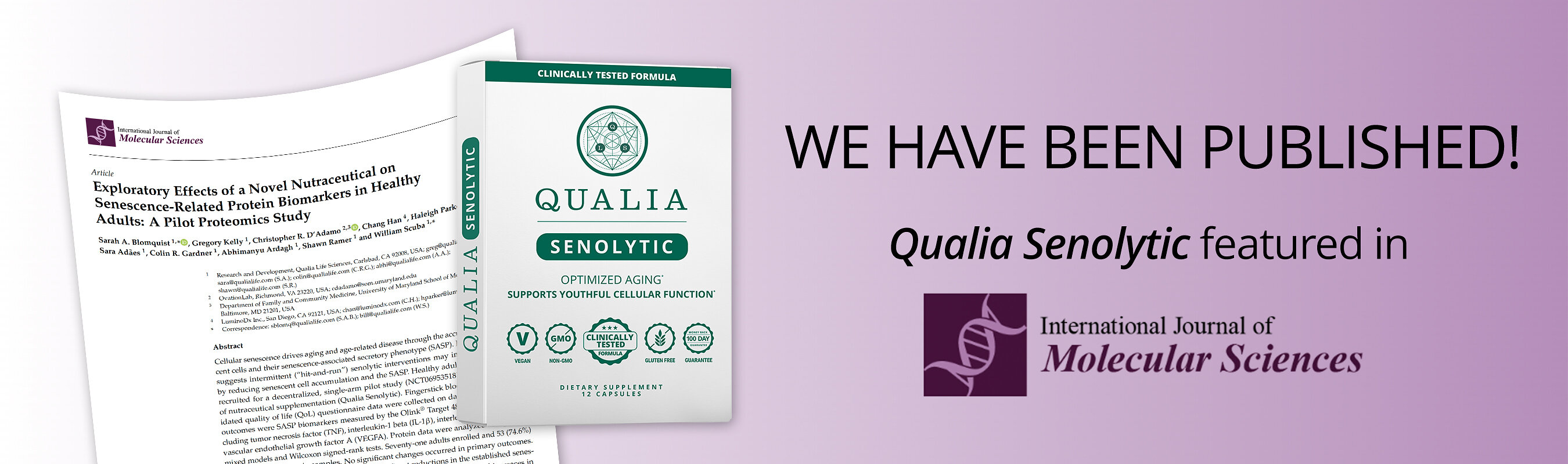Human Study on Qualia Senolytic Featured in International Journal of Molecular Sciences, Showing Potential Aging Benefits