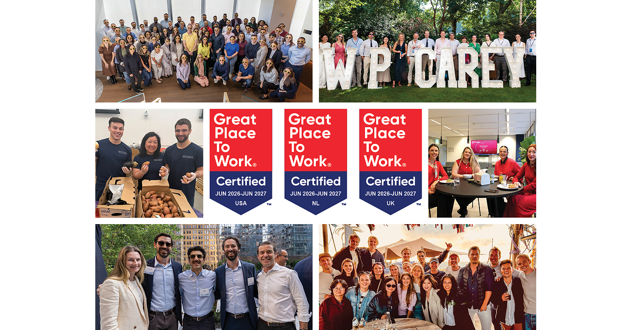 W. P. Carey Earns 2026 Great Place to Work Certification™ in the U.S., the Netherlands and the U.K.