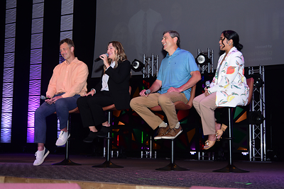 A panel discussing the need for creativity and innovation across the growing faith and work movement. Pictured left to right: Nathan Hitchcock, Sevensided Consulting; Krystal Parker, U.S. Christian Chamber of Commerce; Jeff Greer, Grace Chapel; Denya Hamilton, Sow and Tell. 