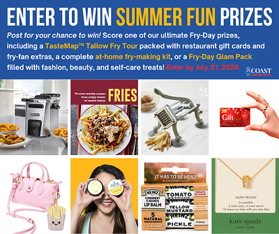 French fry fans have a chance to win ultimate Fry-Day prizes, including restaurant gift cards, an at-home fry-making kit, and more. Enter by July 31, 2026.
