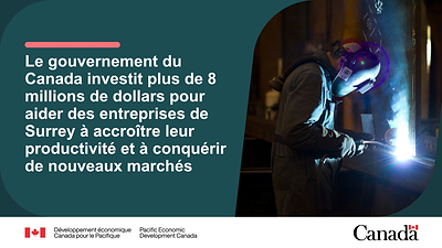 Le gouvernement du Canada investit plus de 8 millions de dollars pour aider des entreprises de Surrey à accroître leur productivité et à conquérir de nouveaux marchés