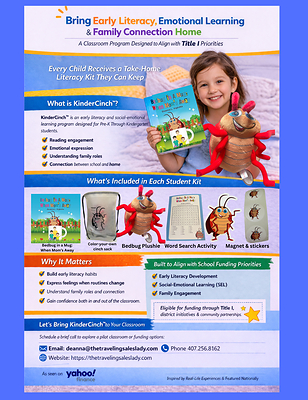 The KinderCinch™ Early Literacy Program combines storytelling, educational activities, and take-home literacy resources into an engaging classroom experience designed to inspire a lifelong love of reading.