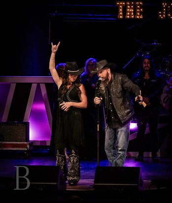 Accepting the Josie Music Award for Best Outlaw Group at Grand Ole Opry