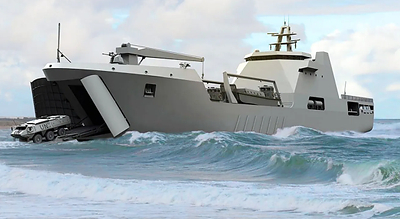 A rendering of the Medium Landing Ship (LSM)