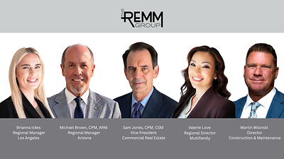 Pictured are members of The REMM Group's expanded leadership team. Recent additions and promotions reflect the company's long-standing philosophy that exceptional client service begins with exceptional people. By strengthening its leadership team ahead of portfolio growth, the company continues to invest in the expertise and resources that support its clients, onsite teams, and residents.
