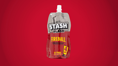 The Stash Flask is a lightweight, flexible, resealable 200mL pouch designed to hold up to four shots of Fireball in a compact format built for portability and sharing.