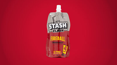 The Stash Flask is a lightweight, flexible, resealable 200mL pouch designed to hold up to four shots of Fireball in a compact format built for portability and sharing. The Stash Flask is a lightweight, flexible, resealable 200mL pouch designed to hold up to four shots of Fireball in a compact format built for portability and sharing.