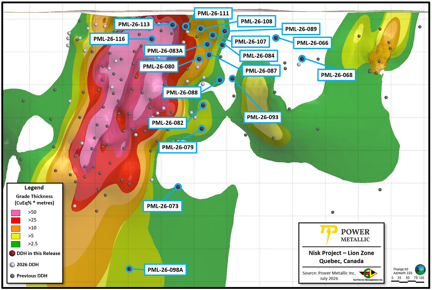 Figure 1 – Lion Zone MRE Drill holes reported in this news release