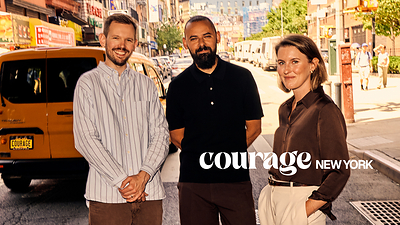 Courage New York's newly appointed Partners and Executive Creative Directors Steve Horn and Mina Mikhael, and Partner & Managing Director Pauline Tastenhoye.