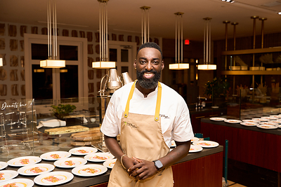 Chef Eric Adjepong at the Nevis Mango Festival's Supper Club at The Four Seasons Nevis.