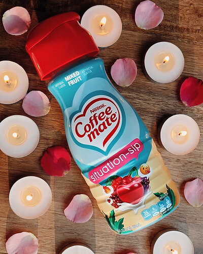 TV personality Carl Radke cozies up with Coffee mate® Situation-Sip Mixed Fruit Flavored Creamer, available for free during online drops on July 20 and July 27 at 2 p.m. ET, while supplies last.