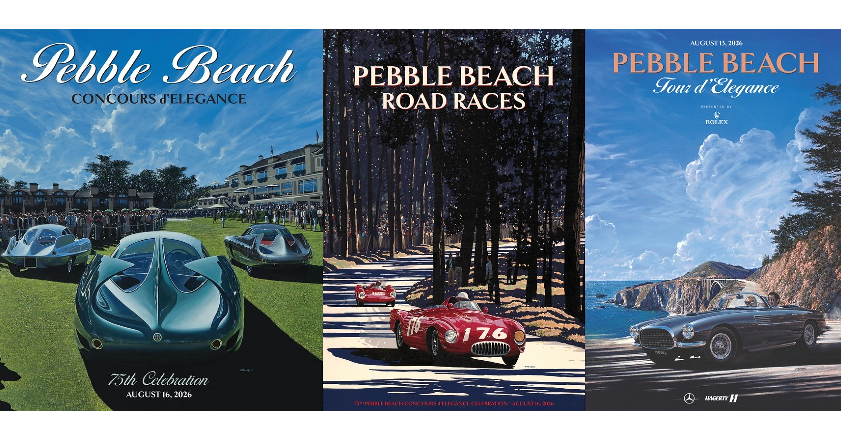 Pebble Beach Concours d'Elegance Reveals Official Poster Collection for Its 75th Celebration