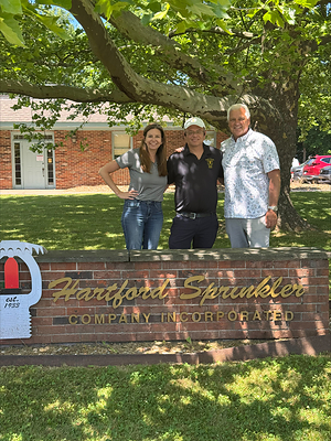 L-R: Dana Good, Pye-Barker; Kevin Kita, owner of Hartford Sprinkler and Jay Strickland with Pye-Barker. L-R: Dana Good, Pye-Barker; Kevin Kita, owner of Hartford Sprinkler and Jay Strickland with Pye-Barker.