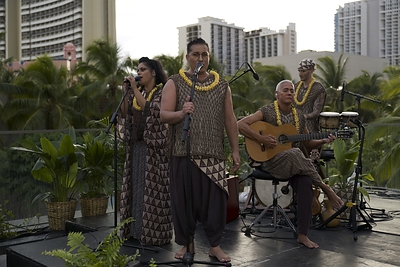 Musicians perform at the Cirque du Soleil ‘Auana soundtrack celebration event on July 14th at the OUTRIGGER Waikīkī Beachcomber Hotel. (Courtesy of Cirque du Soleil 'Auana)