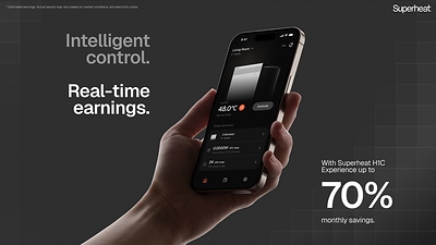 The Superheat app allows homeowners to monitor water temperature, system performance, energy usage, and Bitcoin generation in real time.