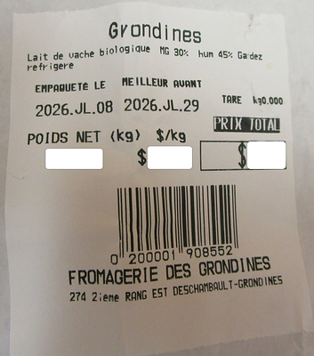 Grondines étiquette Grondines étiquette