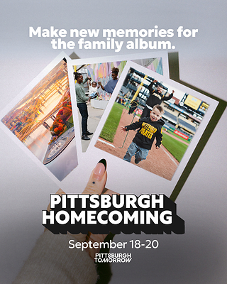 Pittsburgh Homecoming is a reunion weekend presented by civic organization Pittsburgh Tomorrow, in partnership with over a dozen regional partners, that invites former residents back to Pittsburgh to see what they've been missing. 