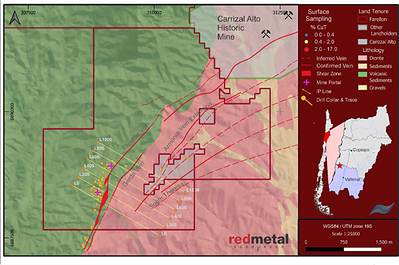 newswire.ca - Red Metal Resources Ltd - Red Metal's Carrizal IP Survey Defines a Chargeability Trend Across All Six Consecutive Lines, Open at Depth