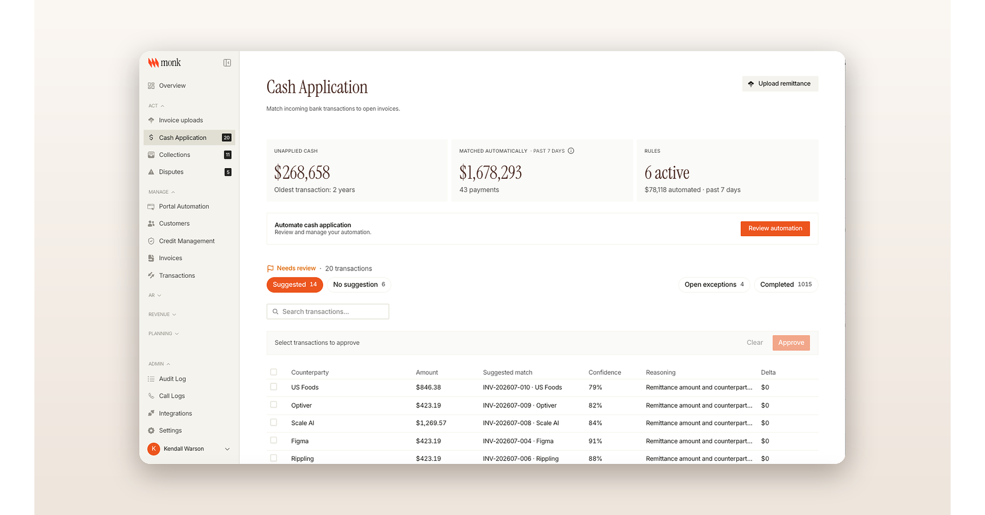 Monk Launches Cash Application 2.0, Automating 80% of Payment Matching with a Fully Auditable AI Engine