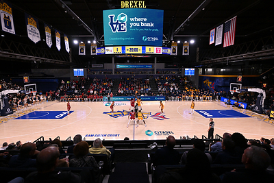 Rendering of Drexel's Sam Cozen Court at Daskalakis Athletic Center, featuring new Citadel Credit Union branding. Rendering of Drexel's Sam Cozen Court at Daskalakis Athletic Center, featuring new Citadel Credit Union branding.