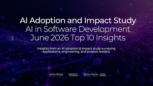 Info-Tech Research Group's recently published report, AI Adoption and Impact Study: AI in Software Development, June 2026 Top 10 Insights, examines how applications, engineering, and product leaders are using AI across the software development lifecycle and where adoption is delivering measurable value or creating new execution risks.