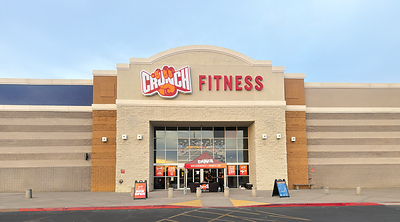 Front entrance of Crunch Arcadia, located at 4533 E Thomas Road in Arcadia, AZ.  