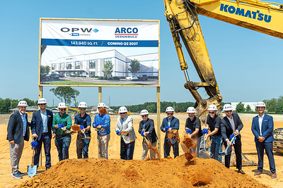 OPW and ARCO Design/Build leaders break ground on the new 143,940-square-foot manufacturing facility in Smithfield, North Carolina, slated for completion in Q2 2027. 