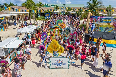 Guests greeted with birthday inspired Junkanoo performance as they arrive to Celebration Key