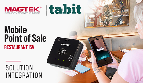 Tabit uses integrated MagTek DynaFlex II Go hardware with their hospitality payment application, Reader Management Systems and MagCare Program