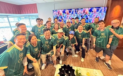 CSTS and Connexus team celebrates with VIP guests at FIFA World Cup CSTS VIP event during M77 France vs Sweden game at New York New Jersey stadium on June 30, 2026.