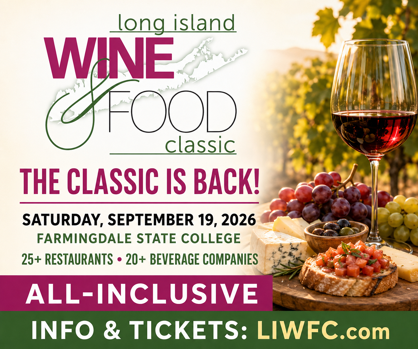 The Long Island Wine &amp; Food Classic Returns to Farmingdale State College September 19