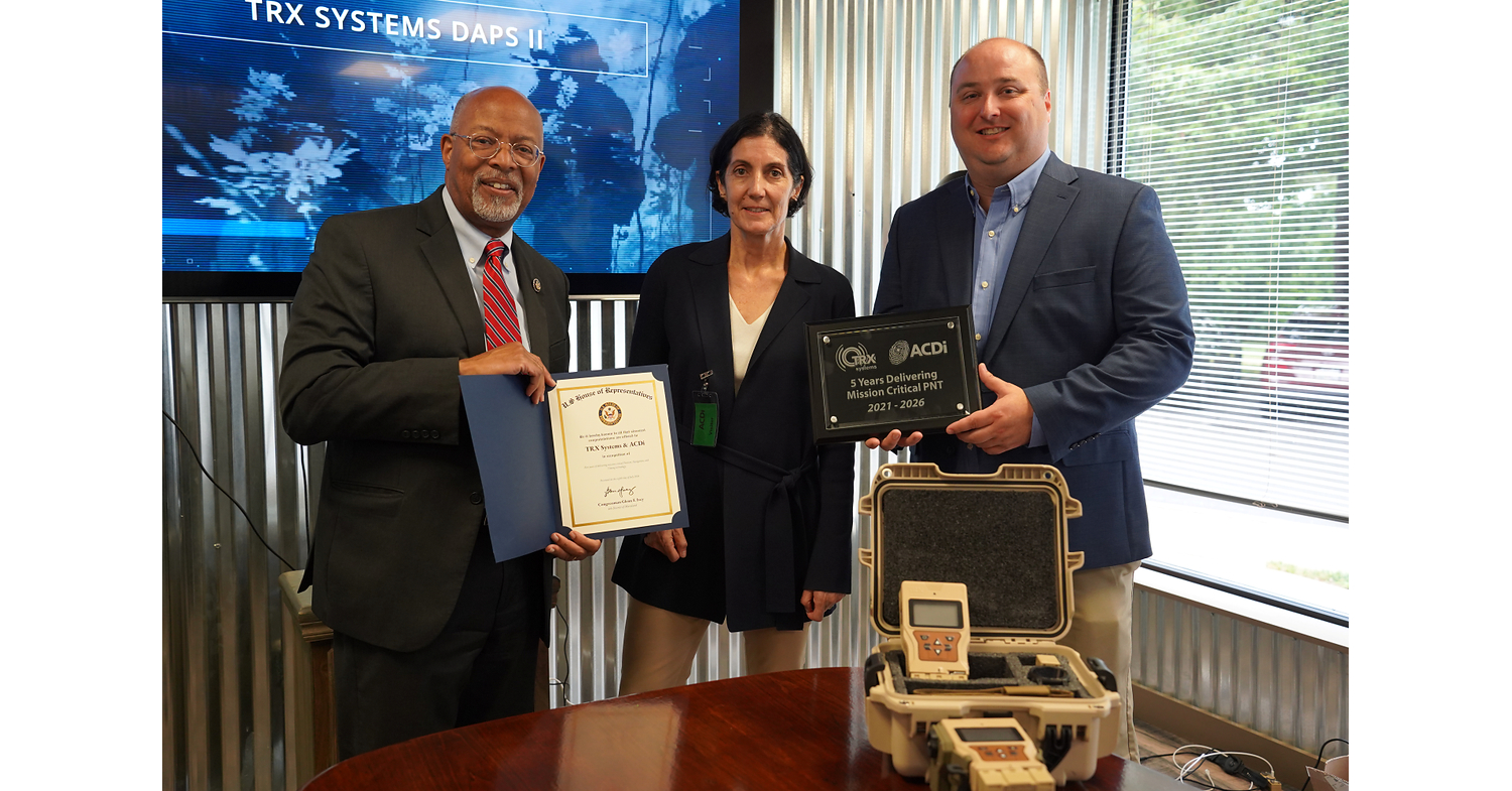 Congressman Ivey Presents TRX Systems and ACDi with Congressional Citation Recognizing Five-Year Partnership Delivering Assured PNT