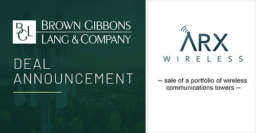 Brown Gibbons Lang & Company (BGL), a leading independent investment bank and financial advisory firm, is pleased to announce that it served as exclusive financial advisor to ARX Wireless Infrastructure (ARX), a portfolio company of Crosstimbers Capital Group, on the sale of its wireless communications tower portfolio to an established owner and operator of wireless communications infrastructure.