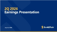 SouthState Bank Corporation Reports Second Quarter 2026 Results
