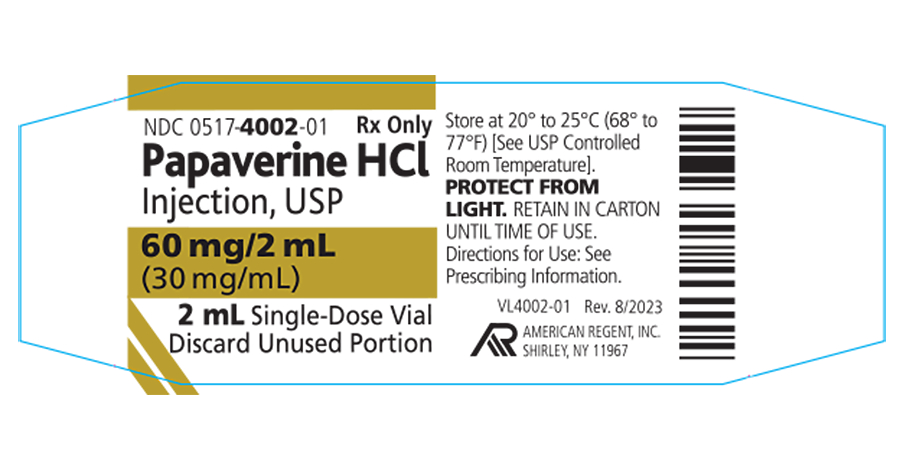 Product image for Papaverine Hydrochloride Injection, USP 60 mg/2 mL