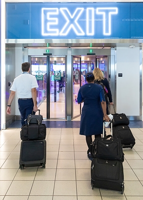 New high-tech exit corridors are part of Ontario International Airport's enhanced security screening.