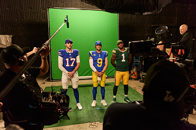 Behind the scenes from New Era's 2026 NFL Sidelines shoot featuring Josh Allen, Matthew Stafford and Micah Parsons.