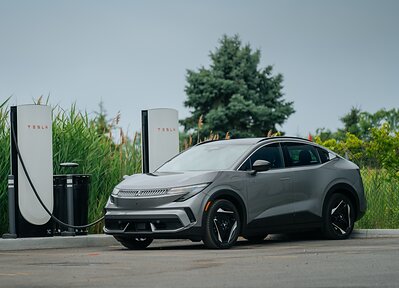 2027 Mitsubishi Eclipse Sportback fast-charging on Tesla Supercharger using NACS port 2027 Mitsubishi Eclipse Sportback fast-charging on Tesla Supercharger using NACS port