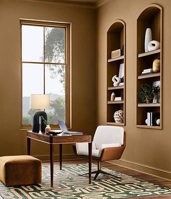 Walls & Trim: Renwick Golden Oak SW 2824 - Shelves: Minwax Dark Walnut MW 2716